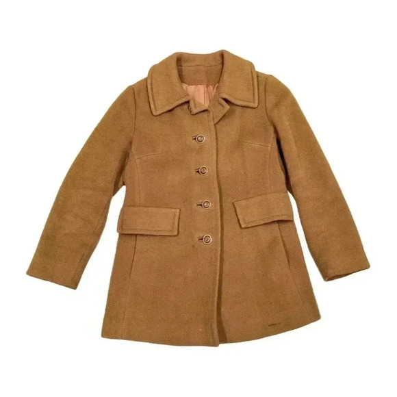 Vintage Presentation Unisex Brown Wool Blend Pea Coat Size M Winter Casual - Picture 1 of 9